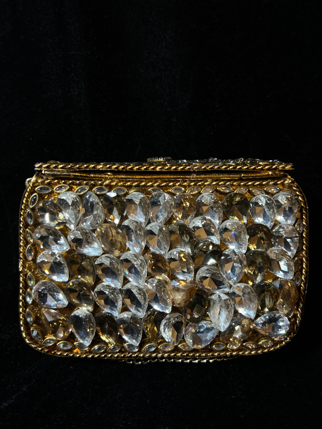 Small Rectangle Bronze Kundan Clutch | RKC-14