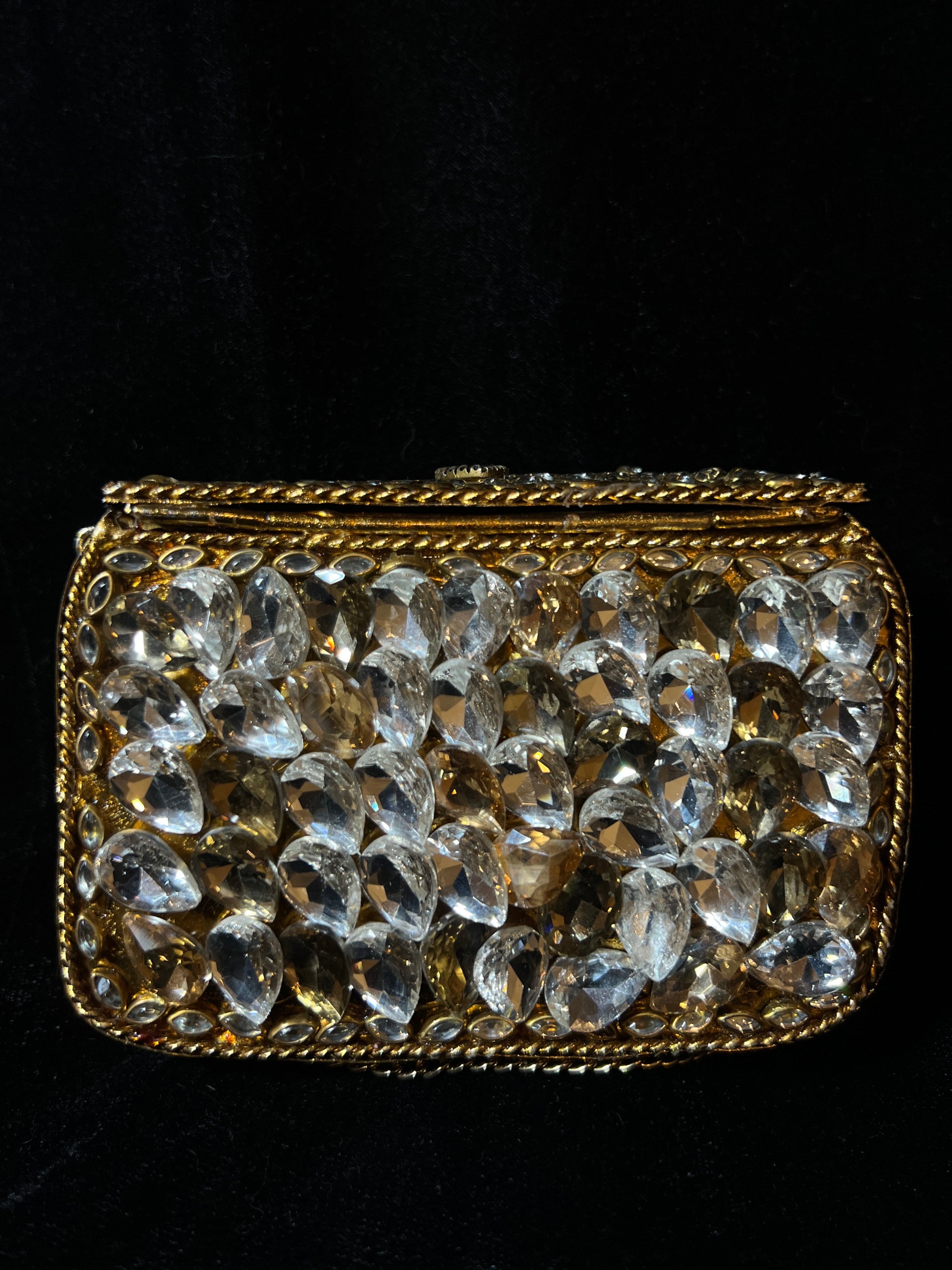Small Rectangle Bronze Kundan Clutch | RKC-14