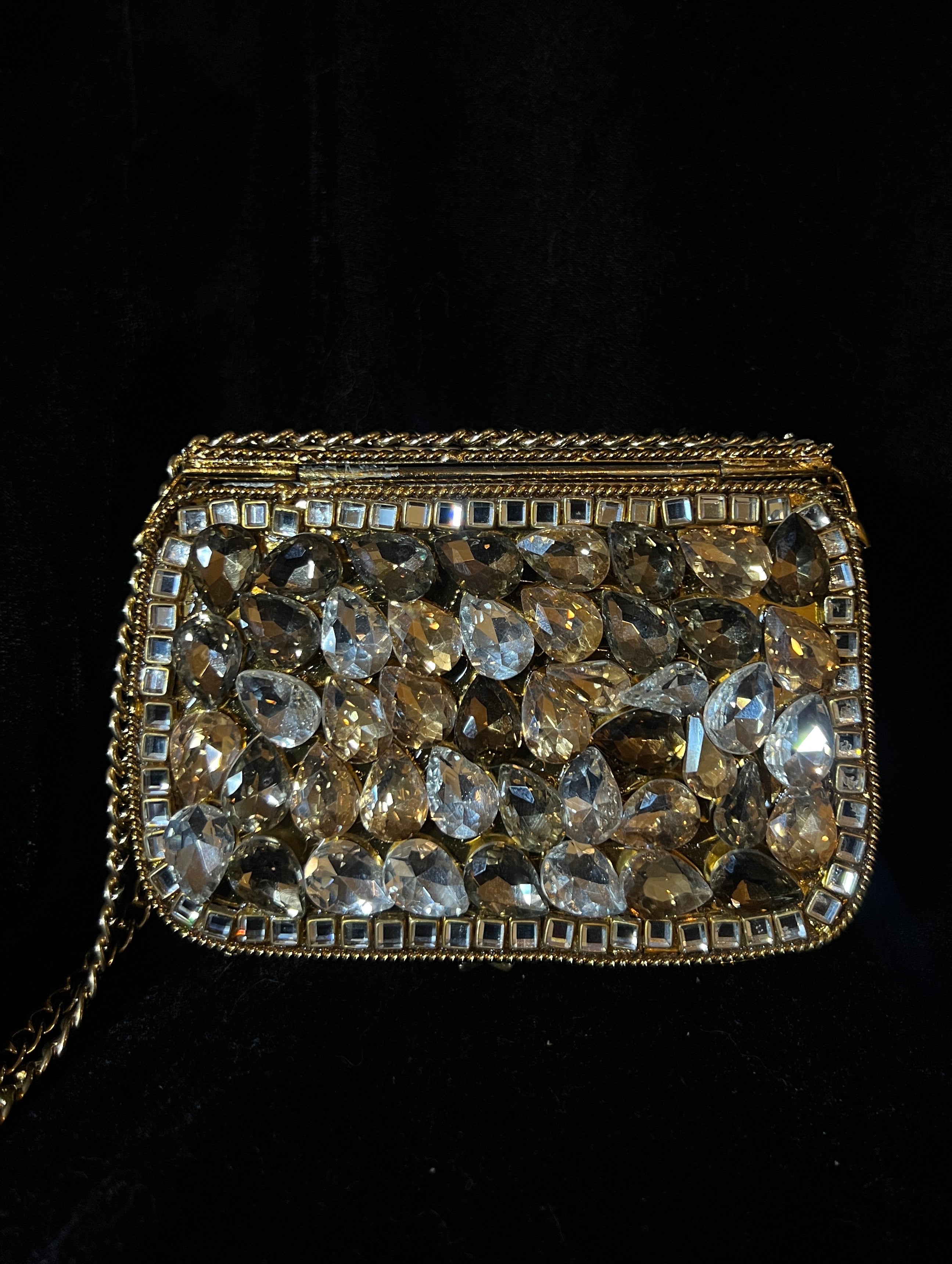 Small Rectangle Bronze Kundan Clutch | RKC-13