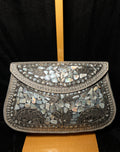 Large Silver & Black Metal & Ceramic Clutch | RMC-20