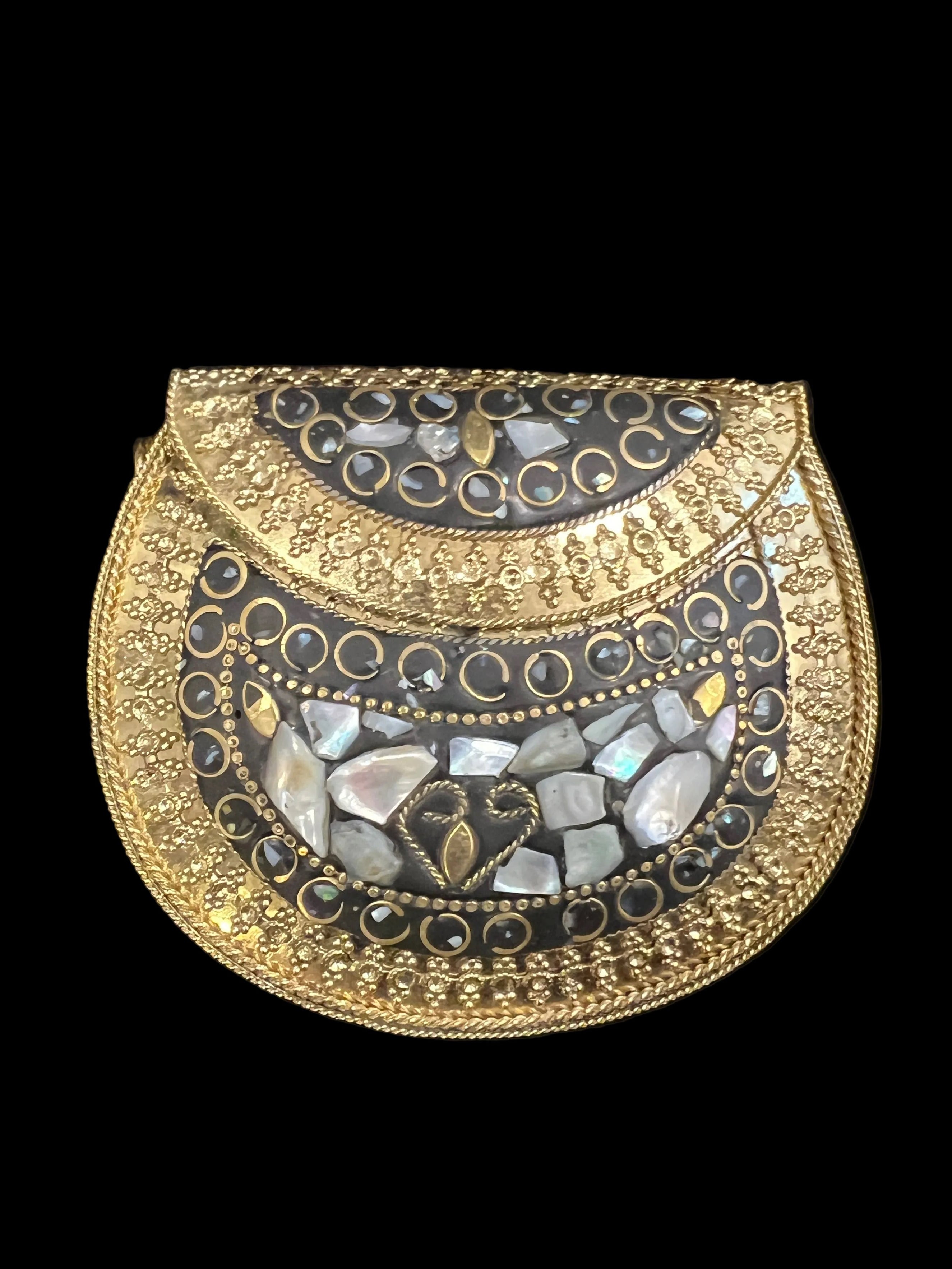 Mini Gold & Black Metal Ceramic Clutch | RMC - 35
