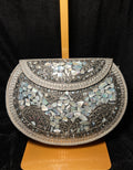 Large Black & Silver Metal Ceramic Clutch | RMC-17
