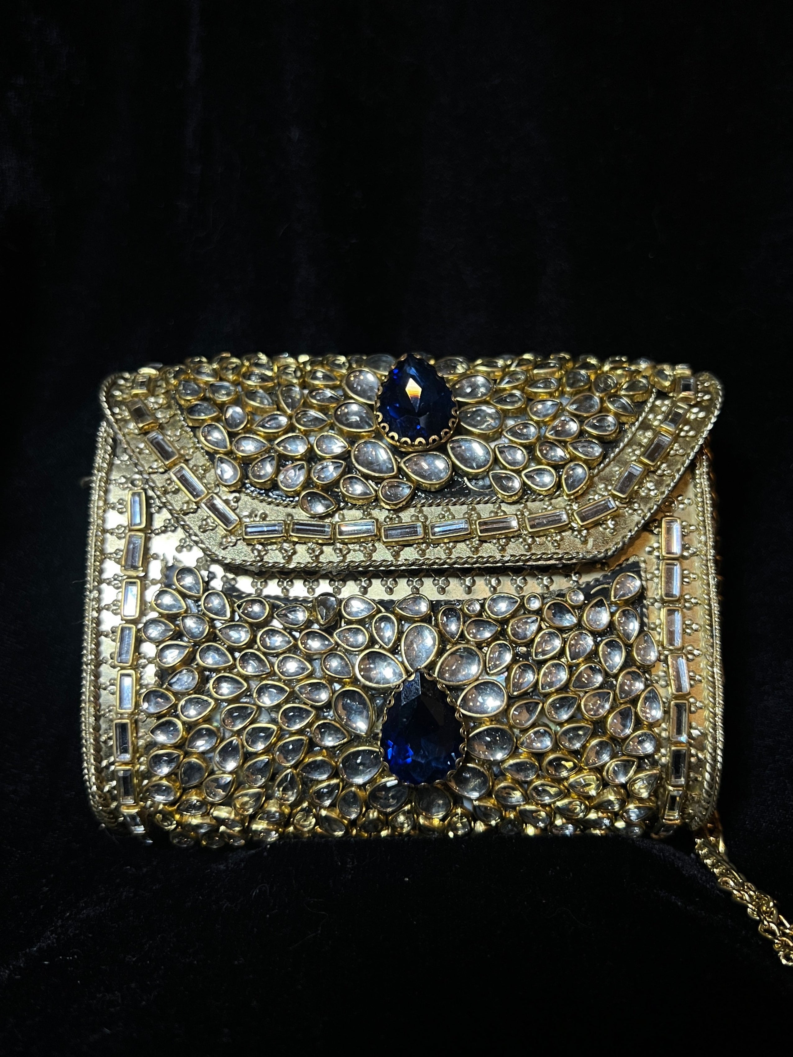 Small Rectangle Gold Kundan Clutch | RKC-06