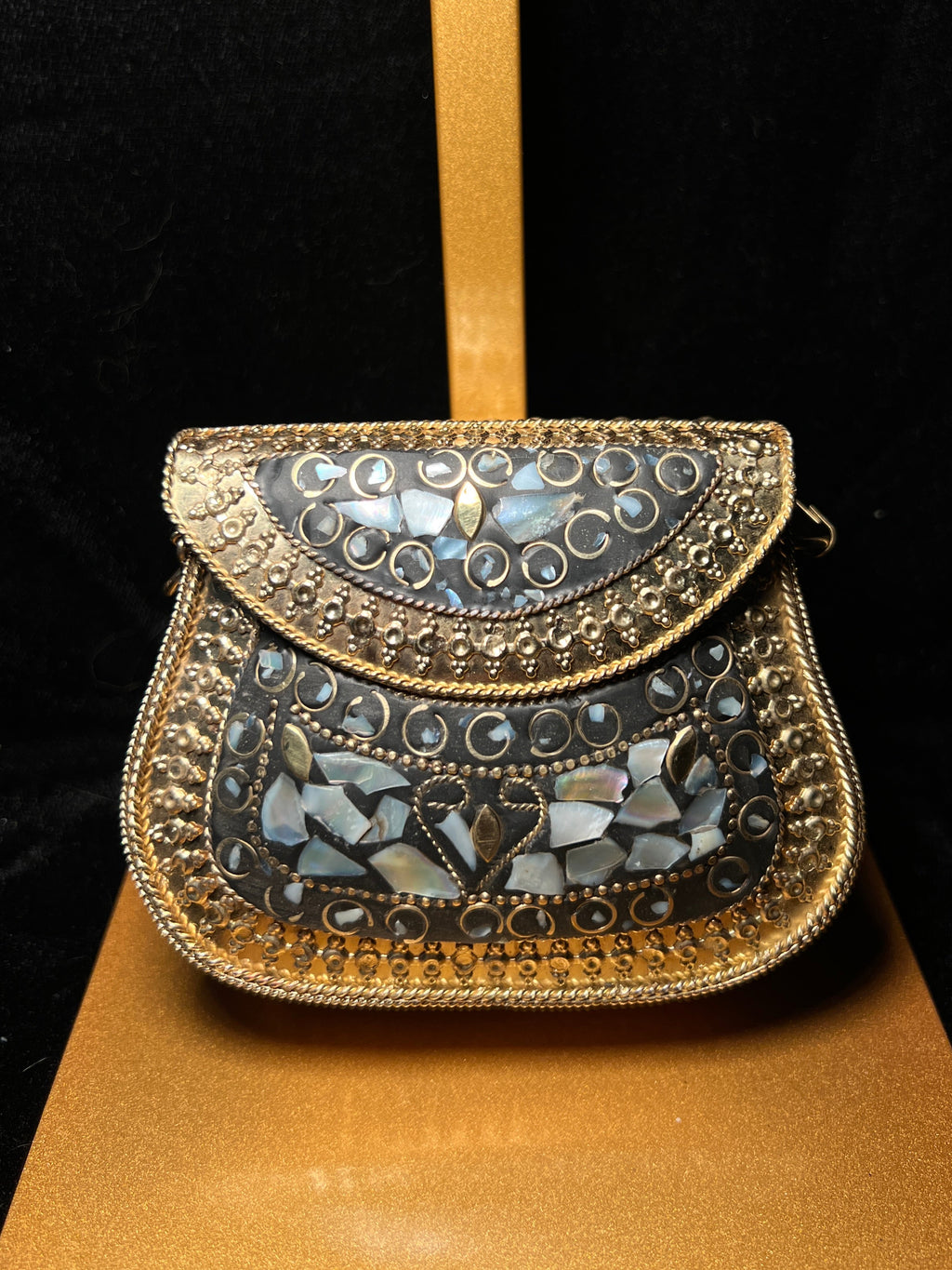 Mini Gold & Black Metal Ceramic Clutch | RMC - 14