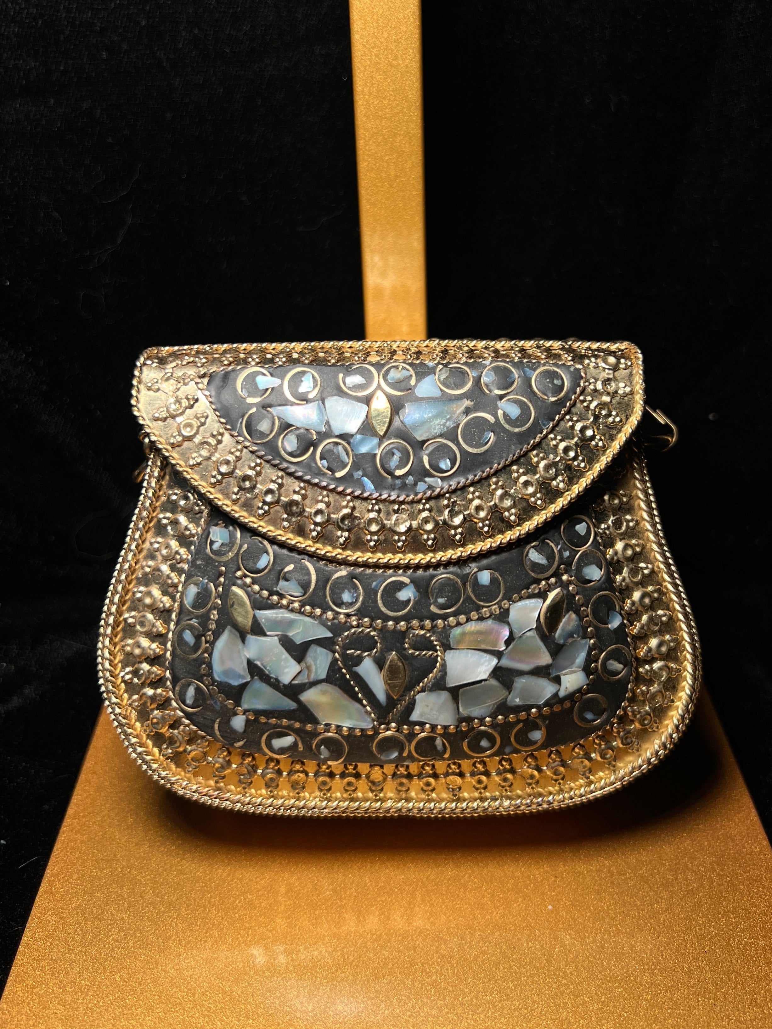Mini Gold & Black Metal Ceramic Clutch | RMC - 14