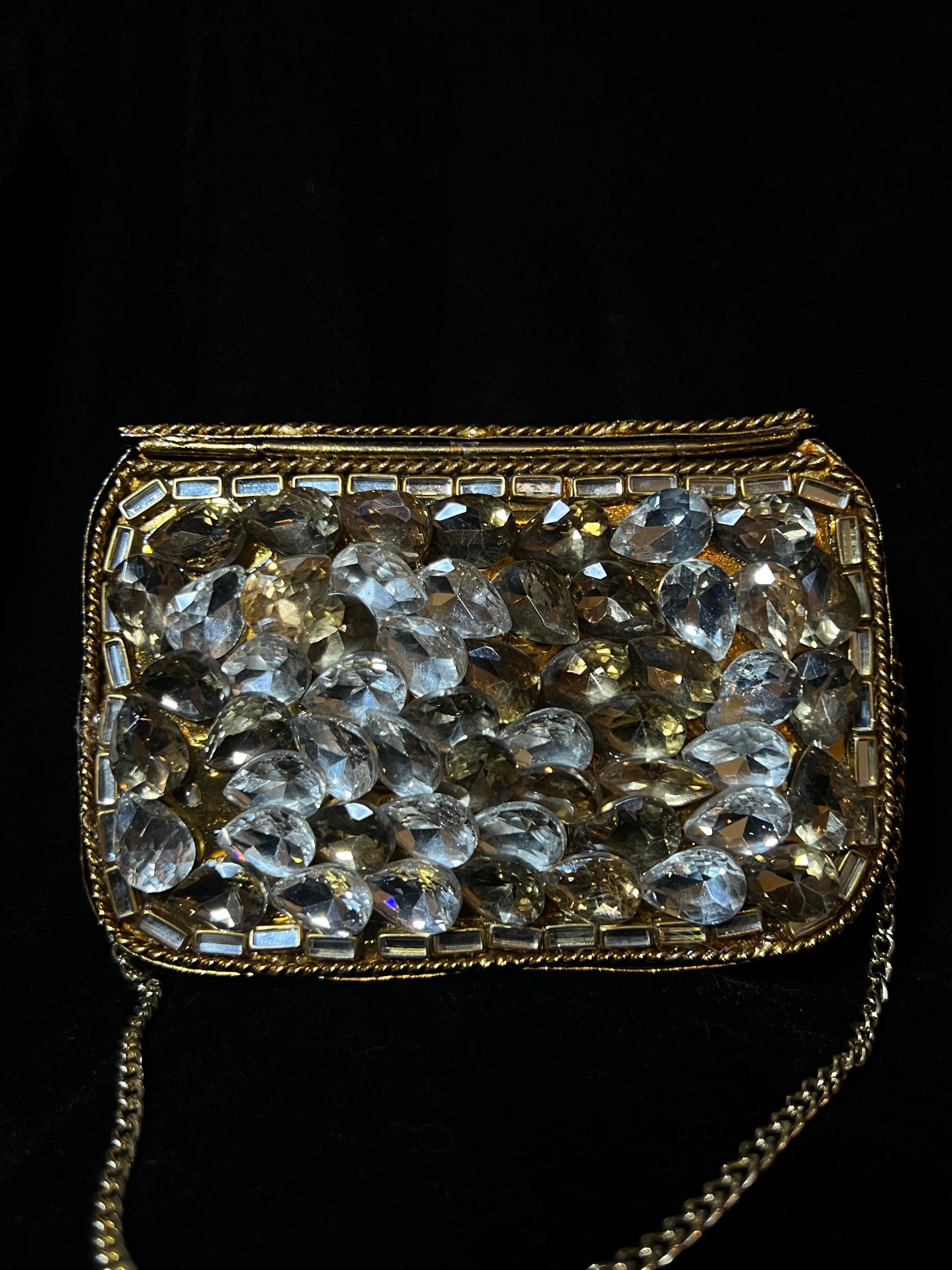 Small Rectangle Bronze Kundan Clutch | RKC-07