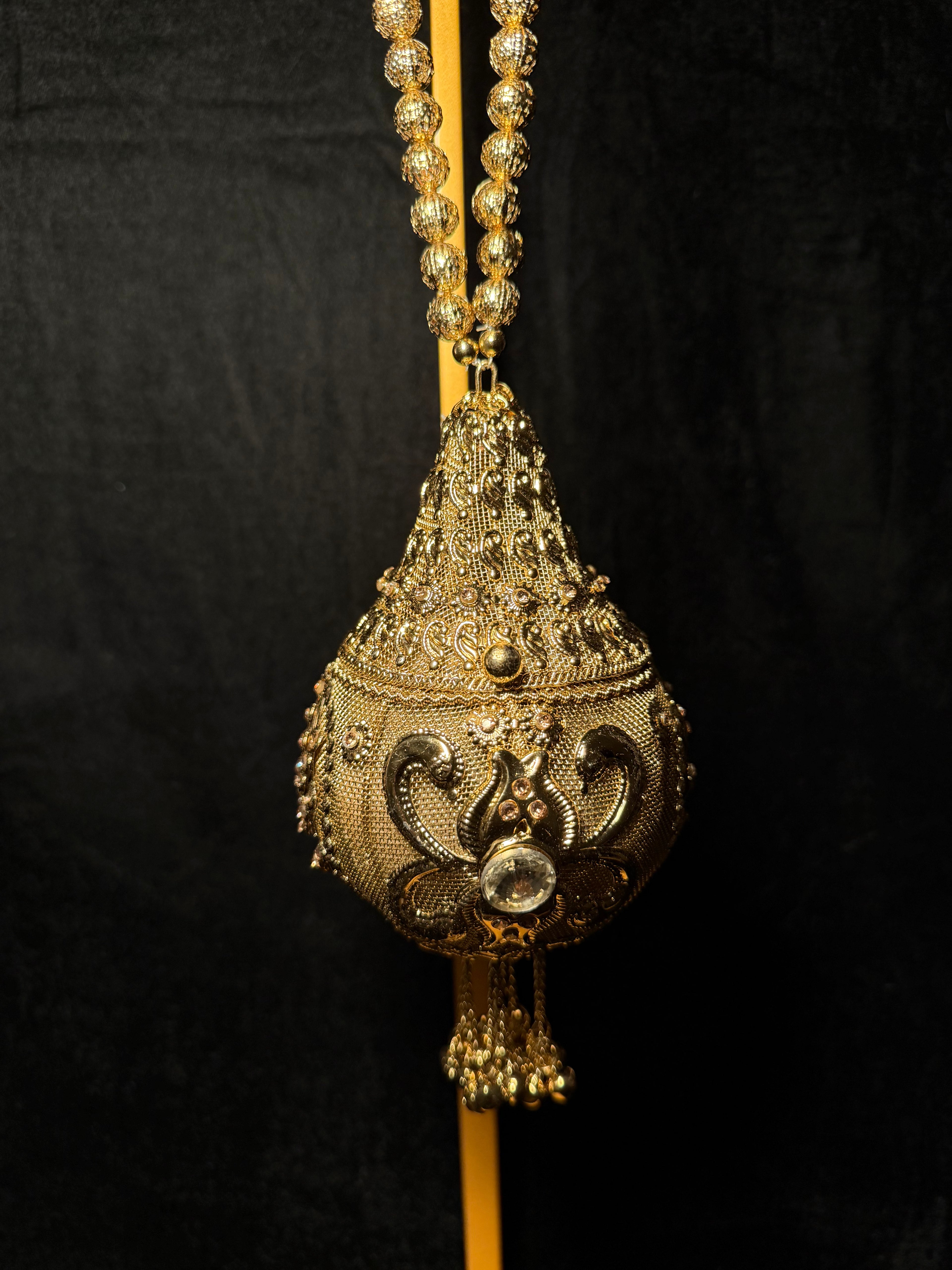 Bronze Raindrop Metal Potli Clutch | RMC-09