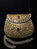 Silver and Gold Kundan Clutch with Red Stones | RKC-63