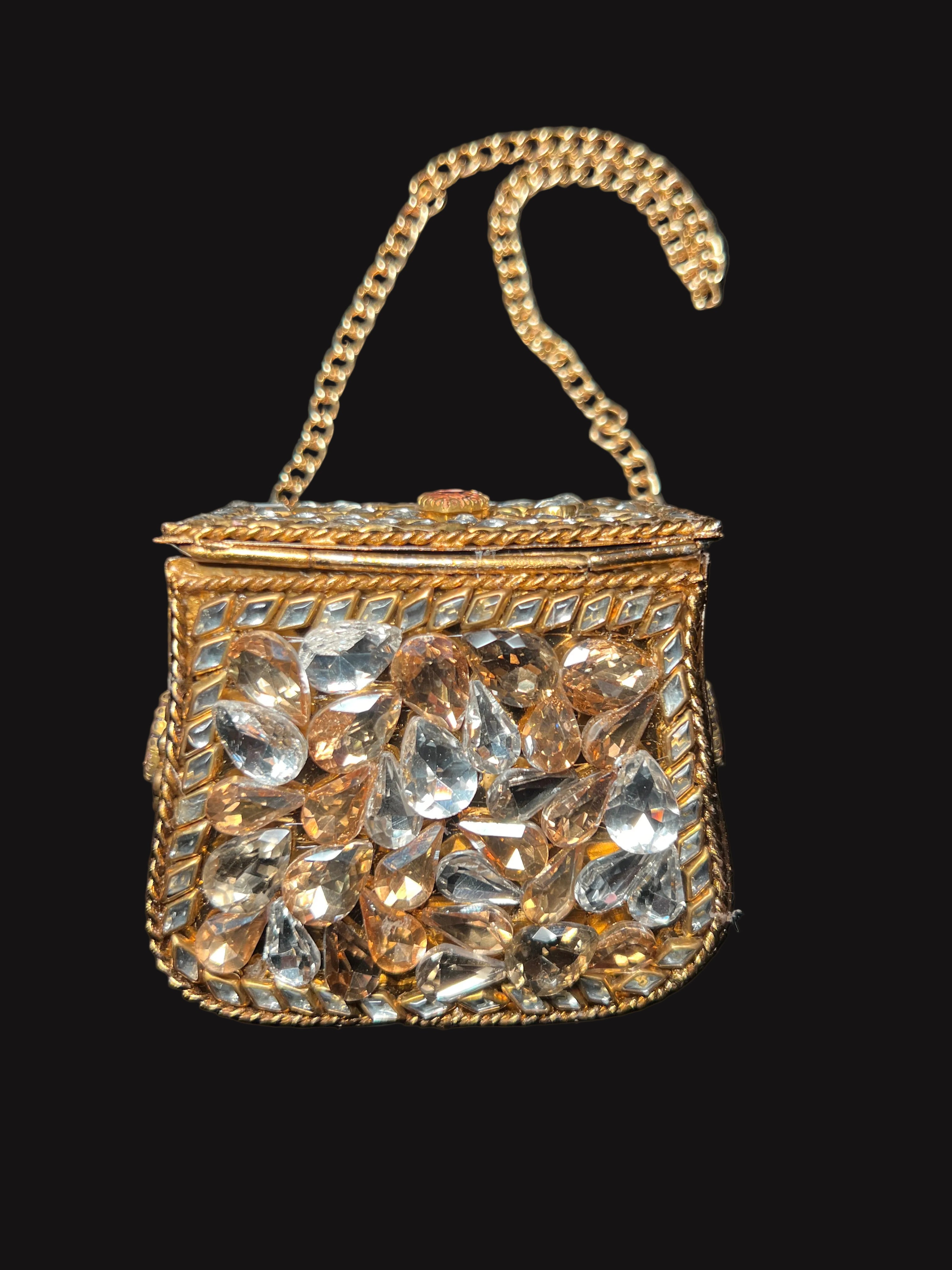 XS Bronze Kundan Clutch with Peach Stones | RKC-51