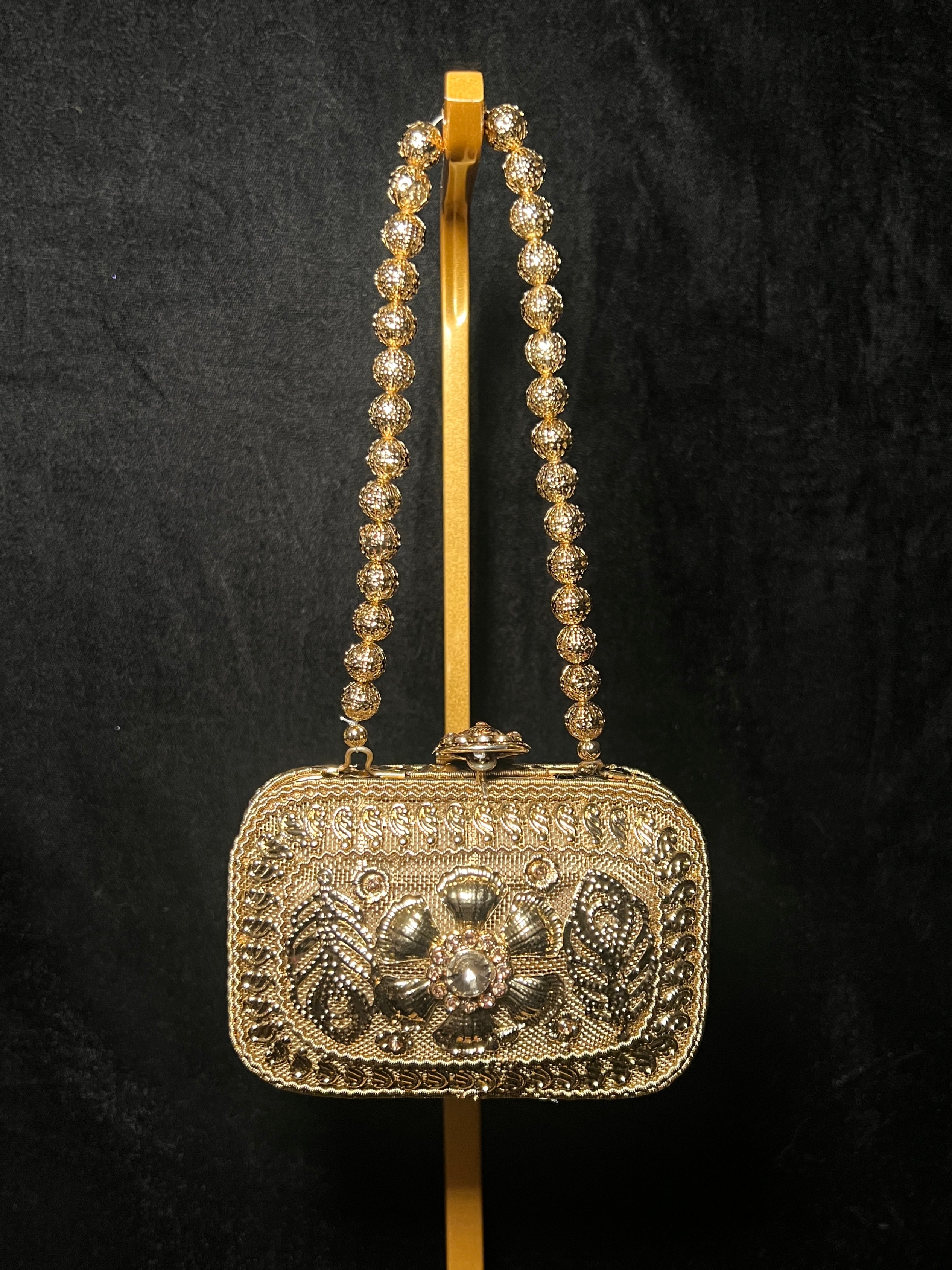 Bronze Rectangle Round Edge Metal Clutch | RMC-54