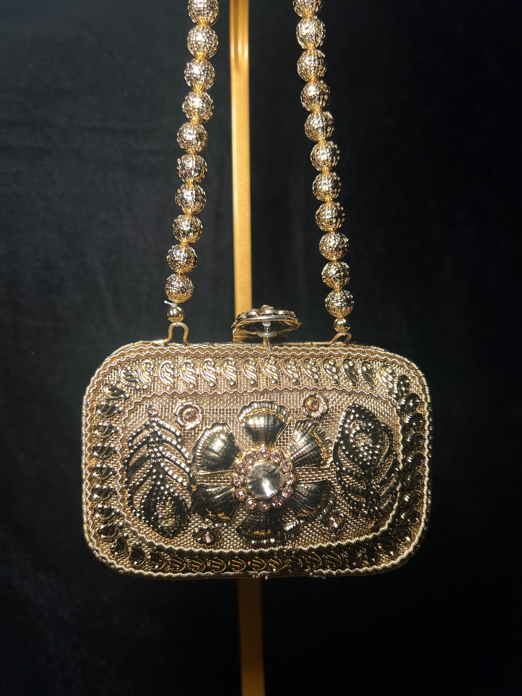 Bronze Rectangle Round Edge Metal Clutch | RMC-54