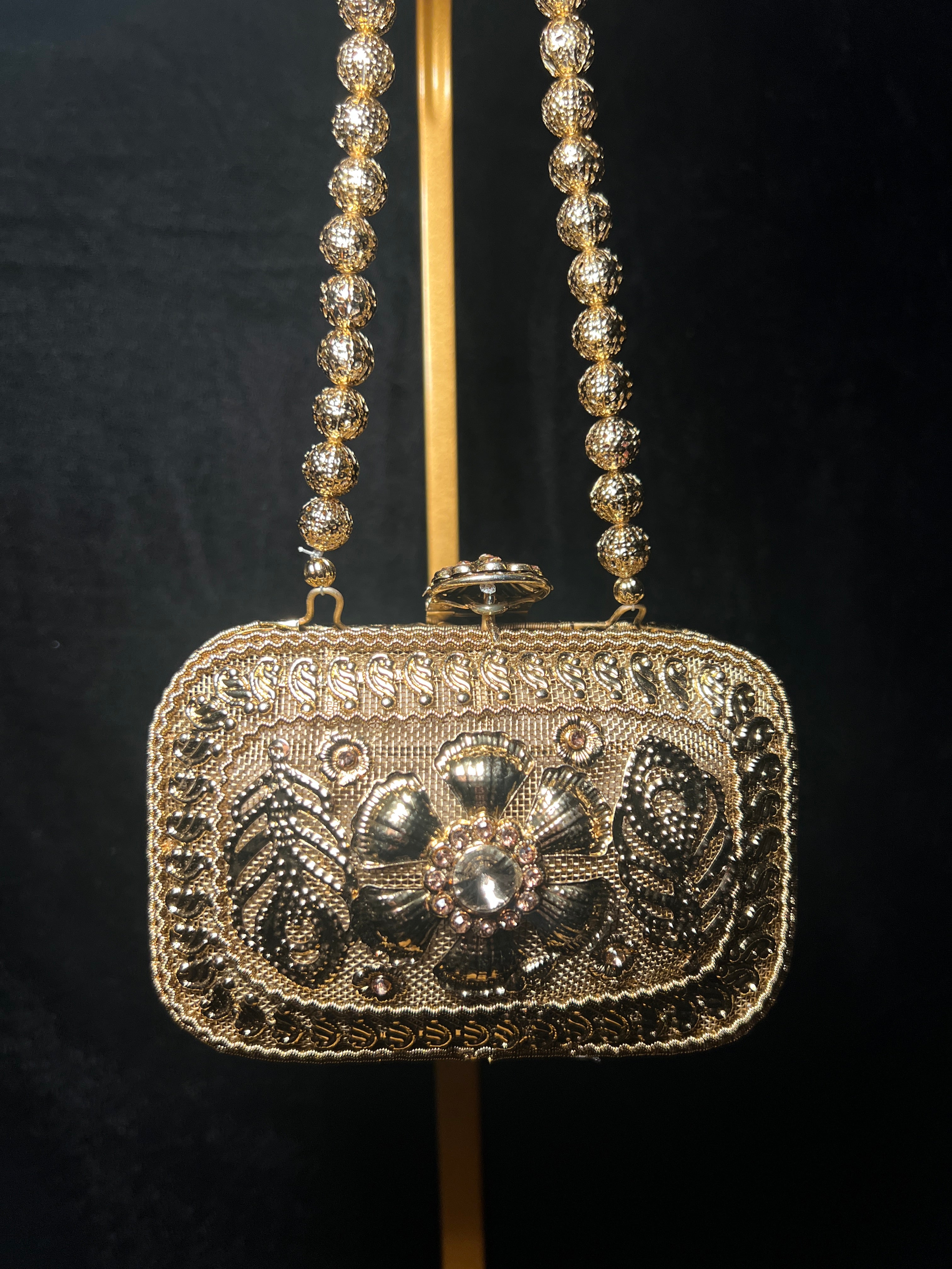 Bronze Rectangle Round Edge Metal Clutch | RMC-54