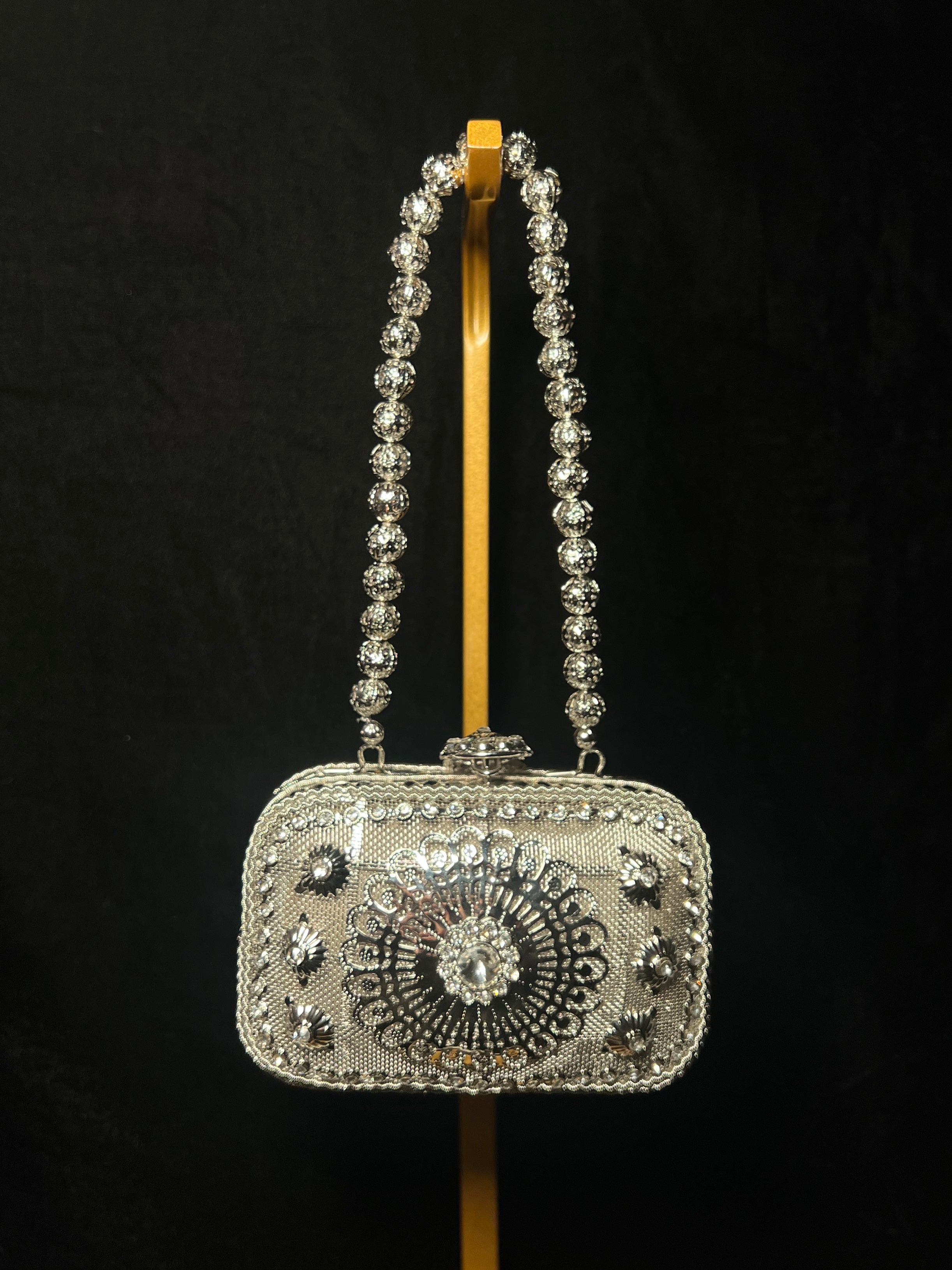 Bronze Rectangle Round Edge Metal Clutch | RMC-54