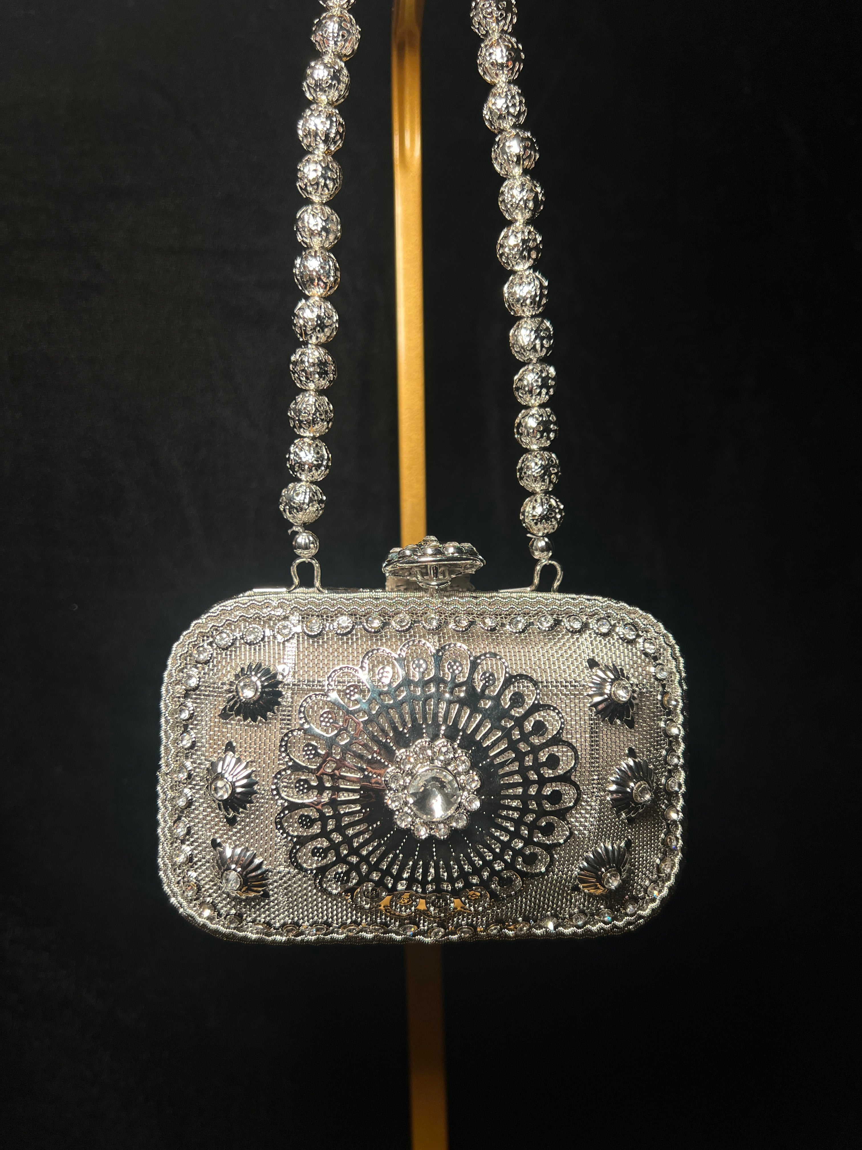 Bronze Rectangle Round Edge Metal Clutch | RMC-54