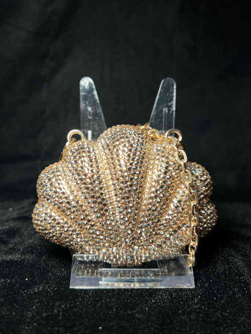 Champagne Rhinestone Seashell Clutch | RRC-07