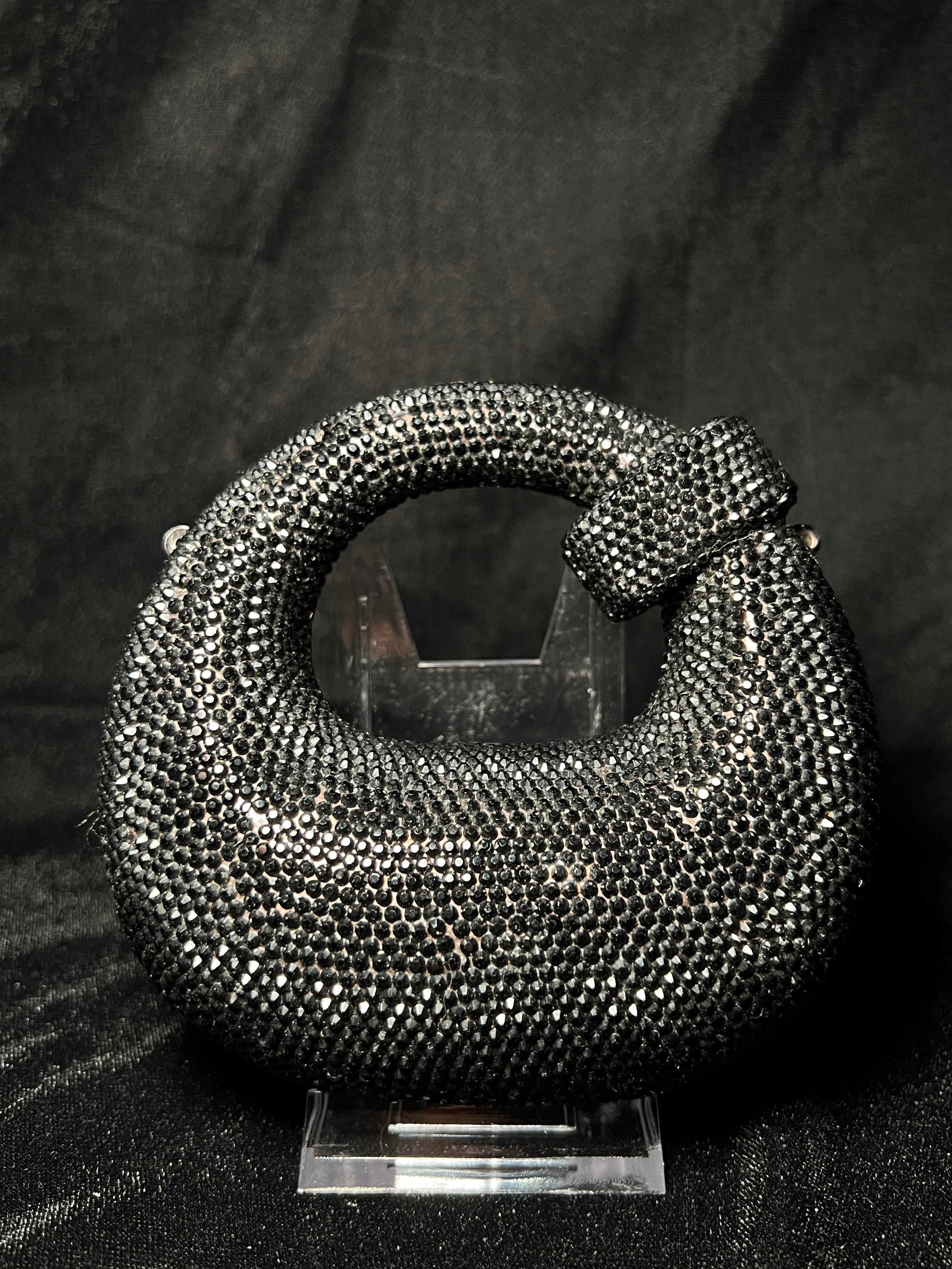 Black Bubble Rhinestone Clutch | RRC-04