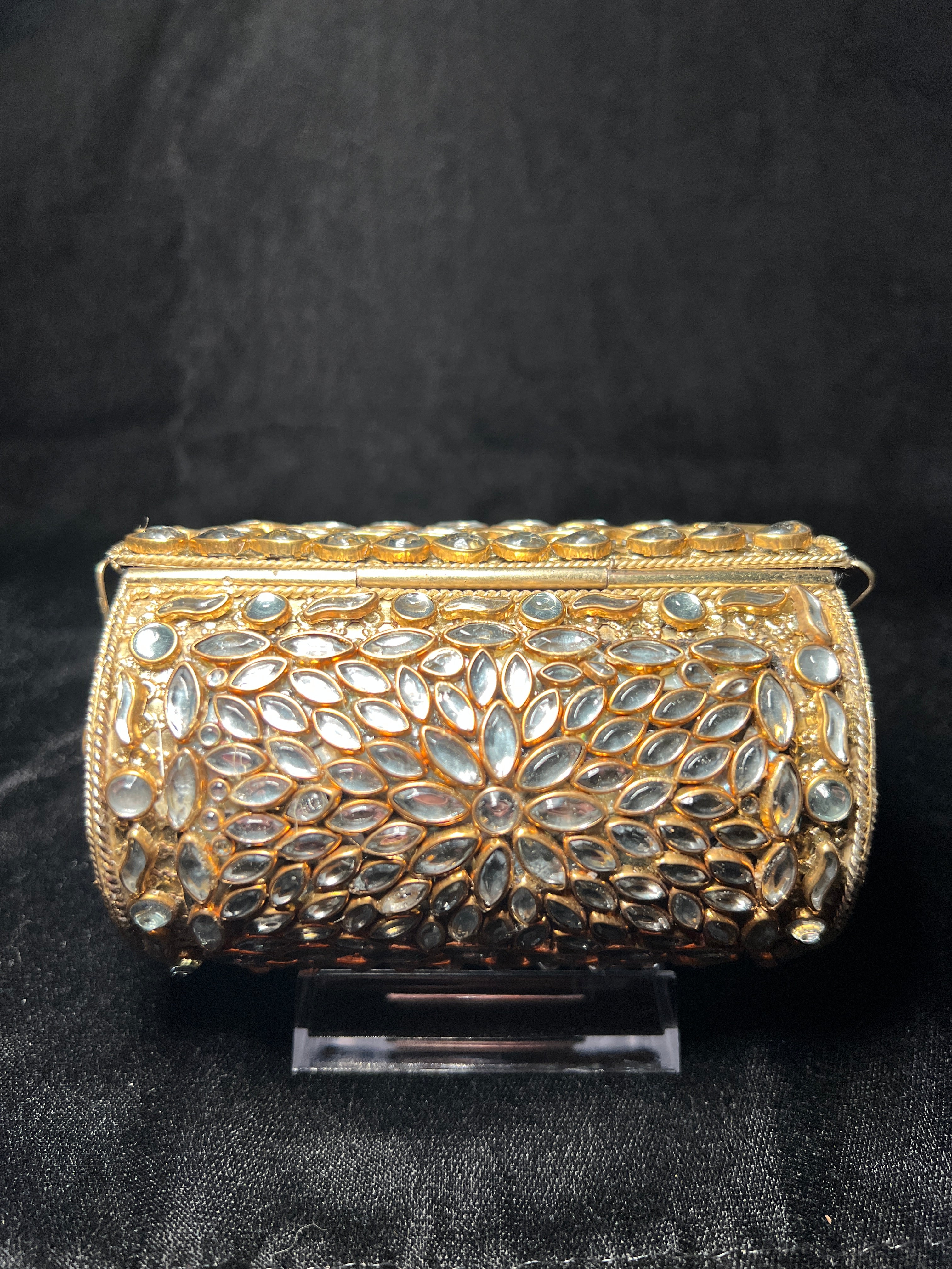 Small Cylinder Kundan Clutch | RKC-156