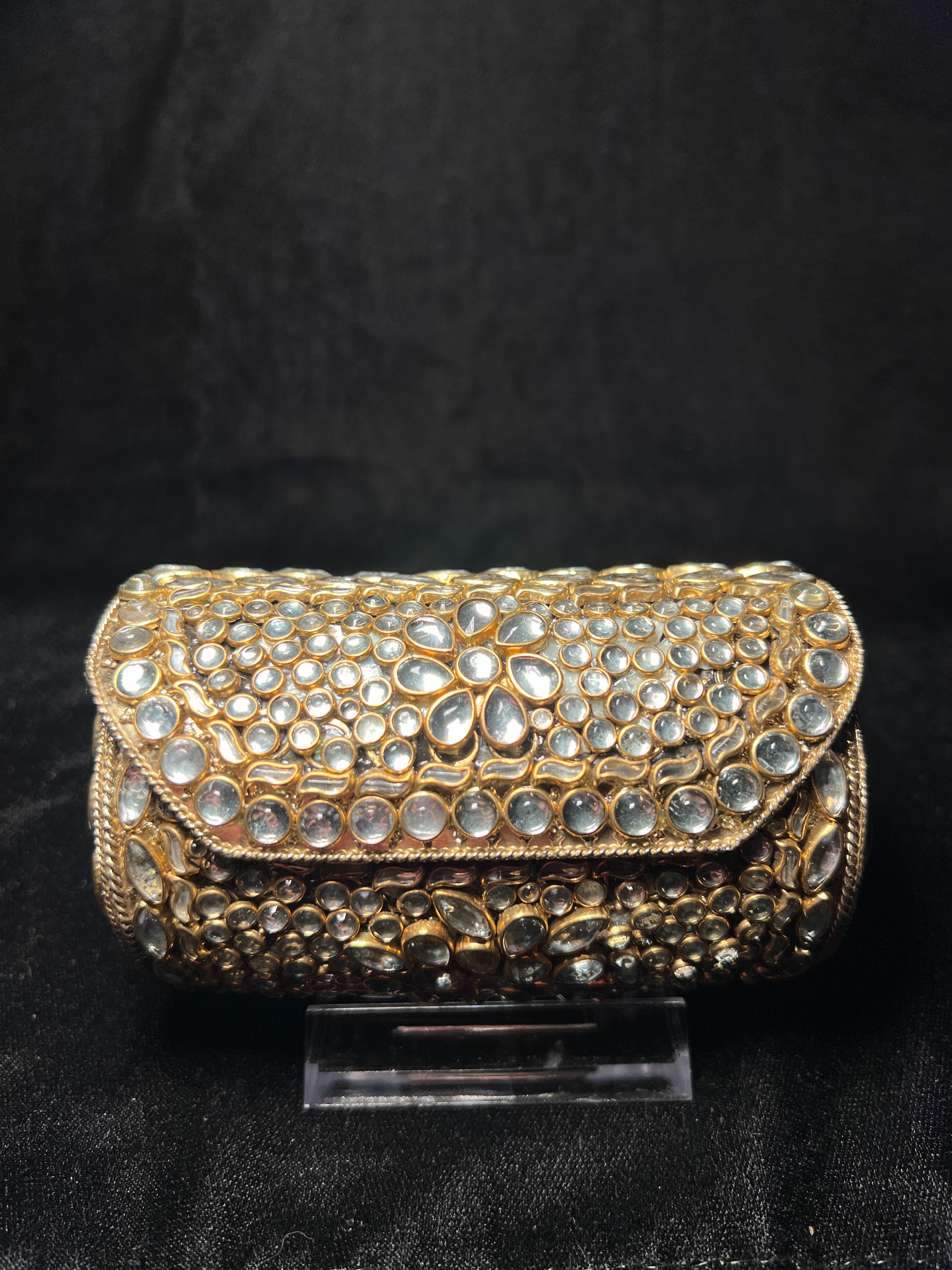 Small Cylinder Kundan Clutch | RKC-158