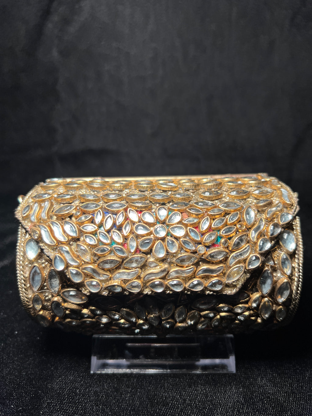 Small Cylinder Kundan Clutch | RKC-159