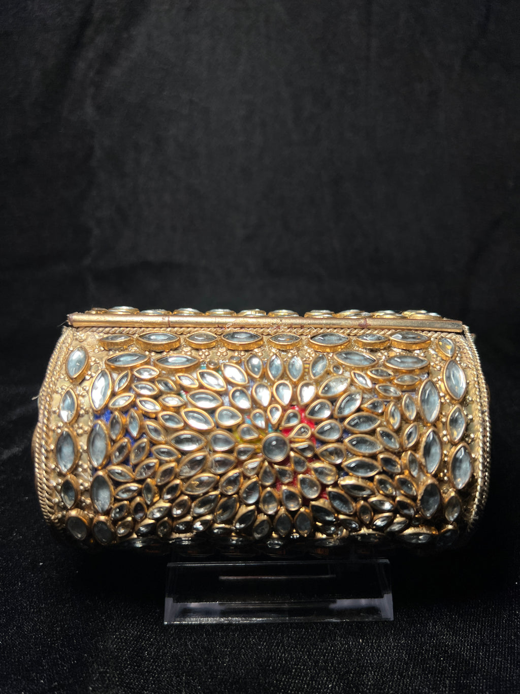 Small Cylinder Kundan Clutch | RKC-159