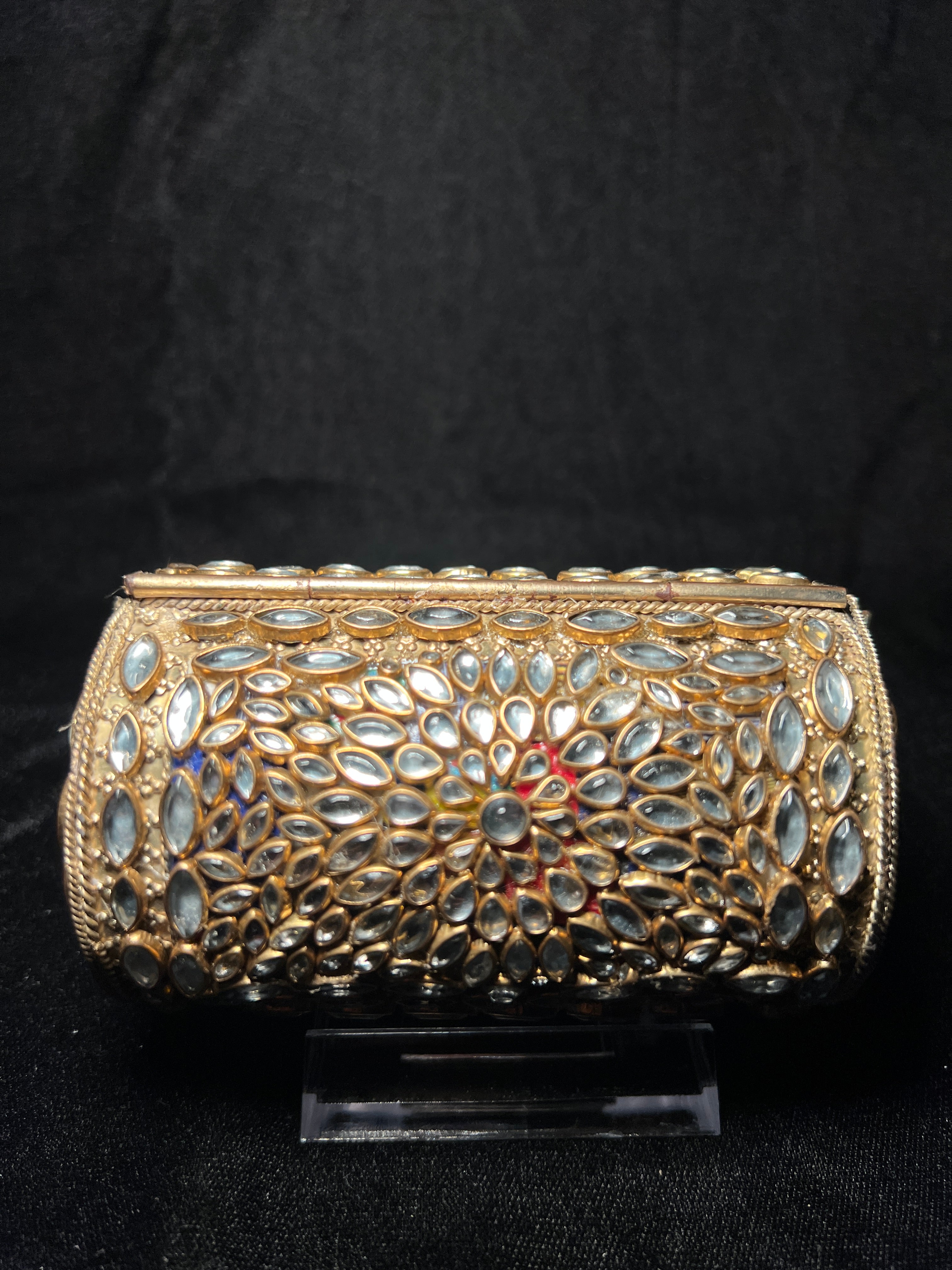 Small Cylinder Kundan Clutch | RKC-159