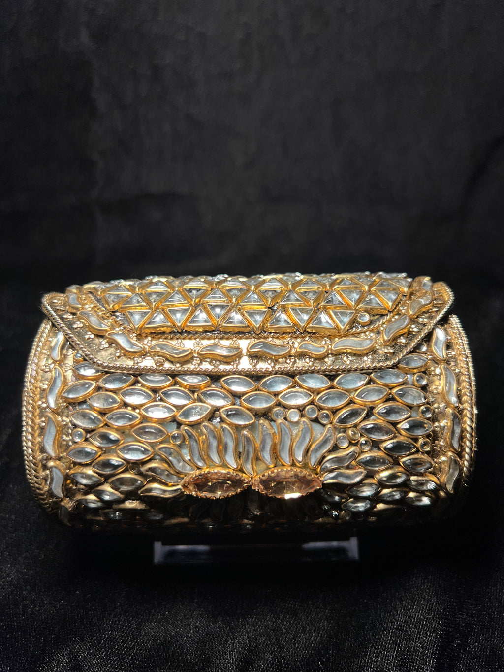 Small Cylinder Kundan Clutch | RKC-161