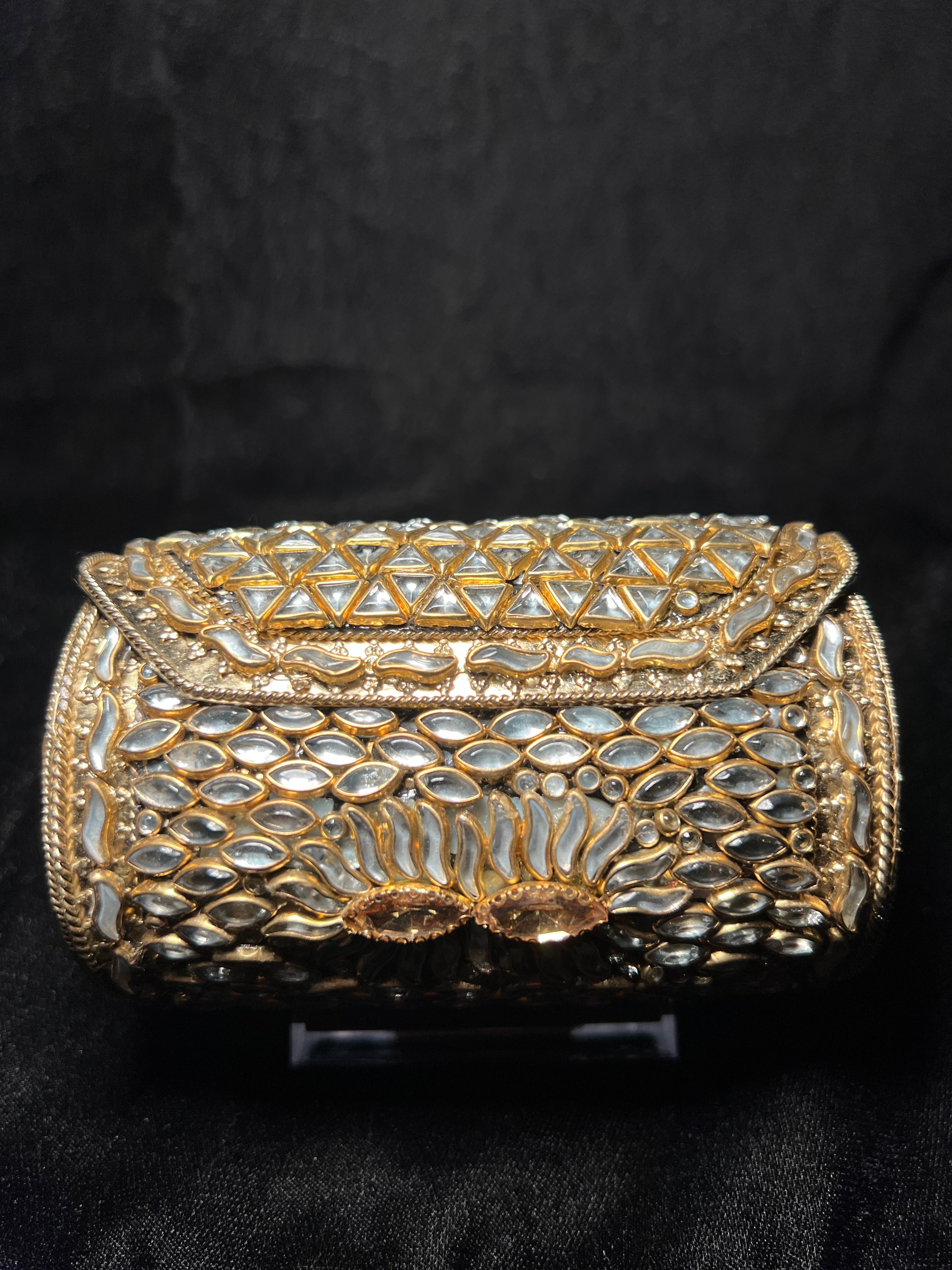 Small Cylinder Kundan Clutch | RKC-161