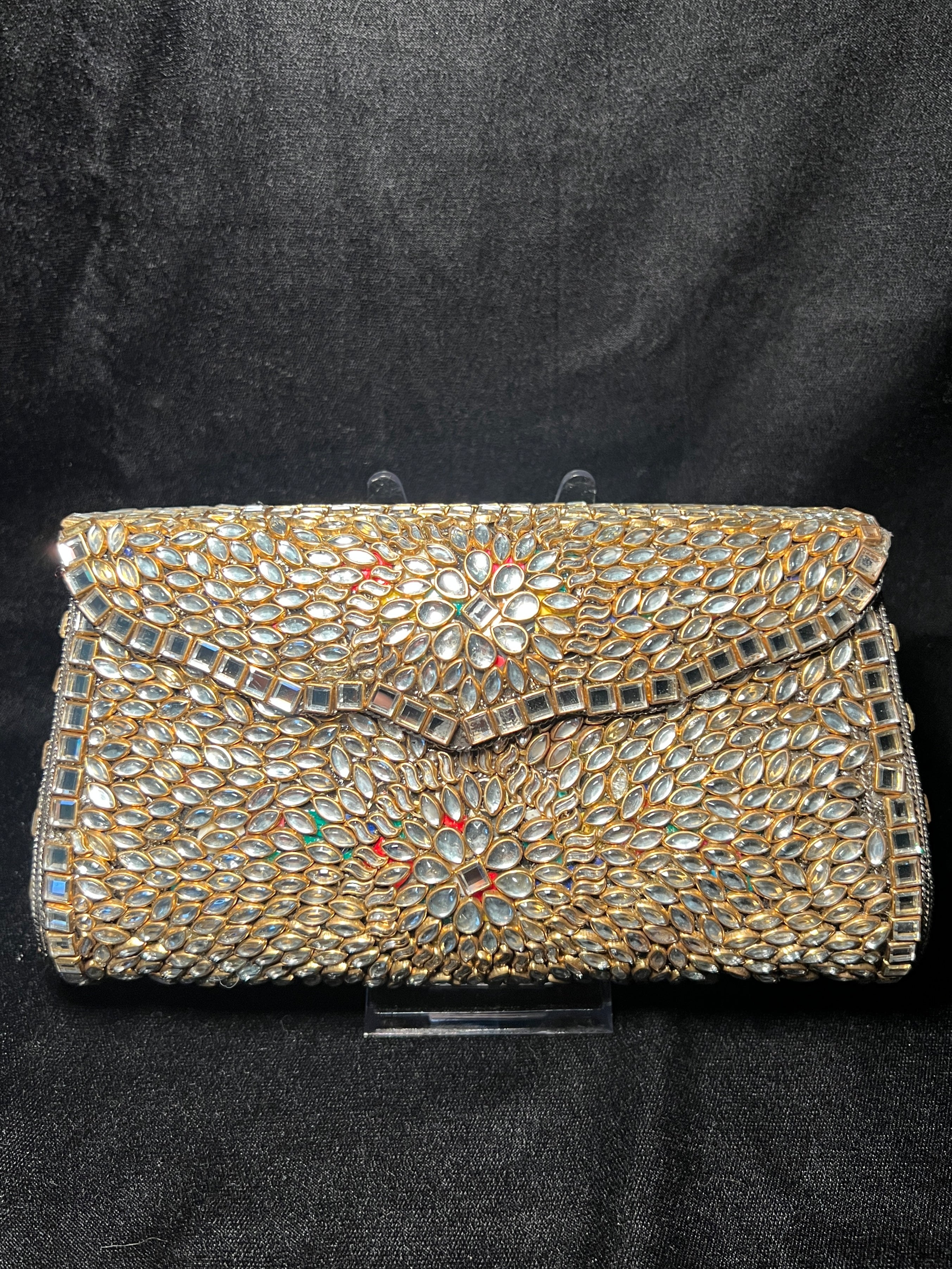 XL Trapezoid Kundan Clutch | RKC-185